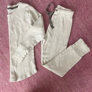 Nui Organics (flawed) Cream Waffle Knit Pajama Long John Set